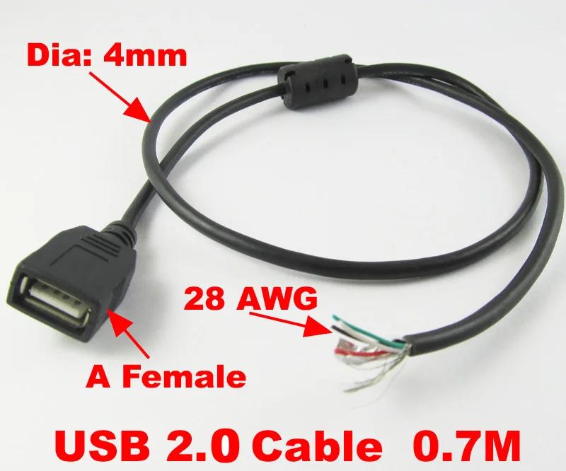 70cm USB 2.0 A Ÿ -4 ̾ 4 , ׳ƽ DIY  ̺ 28AWG, 1 